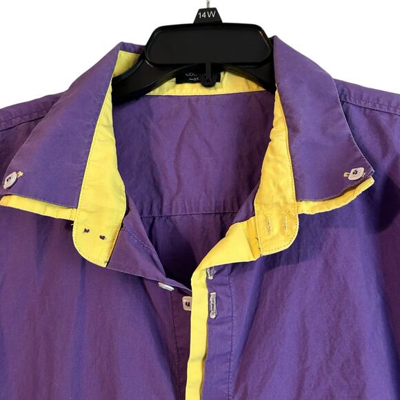 COOFANDY Women's Top Purple Yellow Contrasting Trim XXXL Artsy Cotton - Picture 3 of 13